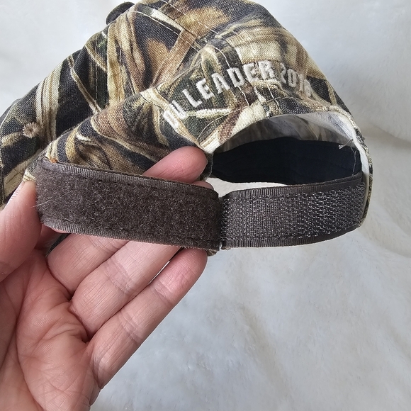 Ducks Unlimited Outdoor Cap Green Camo Ball Cap Hunting Brown Leather Mens Hat - Picture 10 of 10